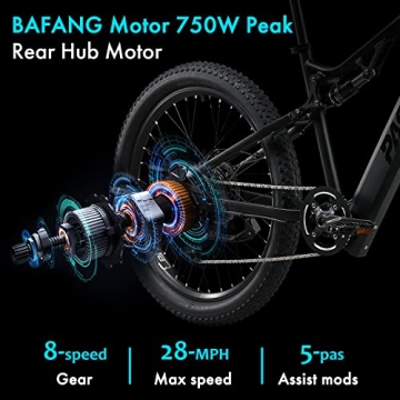 PASELEC Electric Bike: 750W Peak Motor 28MPH & 60 Miles