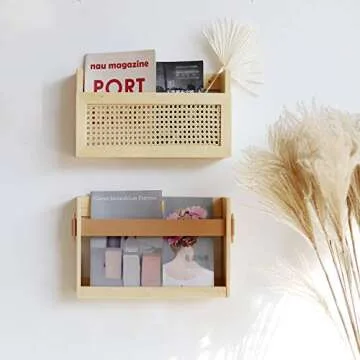 Stylish FIRADE Wall-Mounted Magazine Holder with Leather Strap