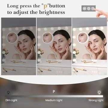 Vanity Mirror with Lights, Hollywood Lighted Vanity Mirror with 15 Dimmable LED Bulbs, 3 Color Modes, USB Charging Port, Light up Mirror with Touch Control for Bedroom, Tabletop, 23" x 18"