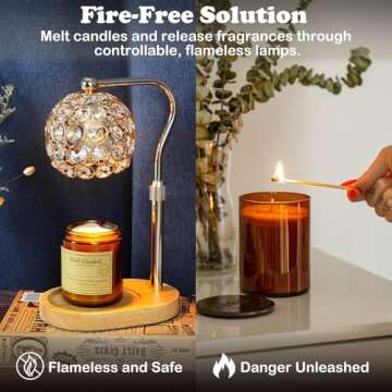 Candle Wax Warmer, Gold Electric Dimmable Candle Warmer Lamp with Timer, Height Adjustable, Imitatio...