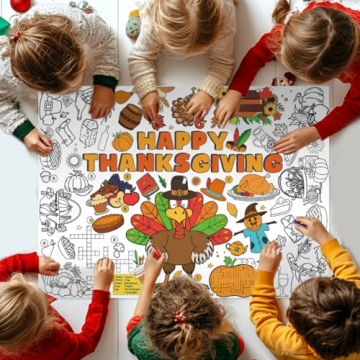 ZMLM Fall Thanksgiving Party Favors Coloring Tablecloth Poster for Kids