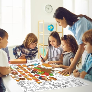 ZMLM Thanksgiving Coloring Tablecloth for Kids Fun.