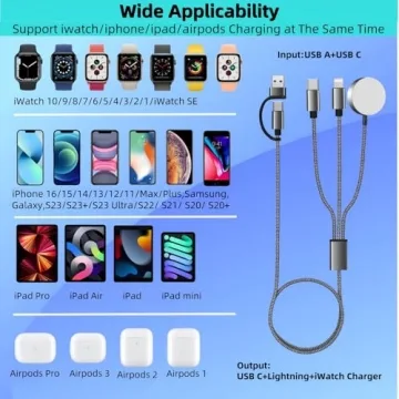 3 in 2 USB C Charger Cable for Apple & Galaxy S23