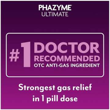 Phazyme Gas Relief, Ultimate Gas and Bloating Relief for Adults, 500 mg Simethicone Fast Gels, 20 Count