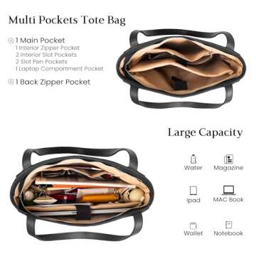 BEFEN Black Leather Tote Bag for Stylish Convenience