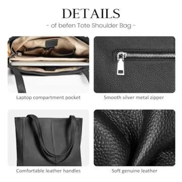 BEFEN Black Leather Tote Bag for Stylish Convenience