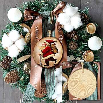 Prsildan Natural Wood Slices with Holes 2.4-2.8 Inches 30 Pcs DIY Wooden Craft Bead 30Pcs Wooden Ornaments Unfinished for Christmas Crafts