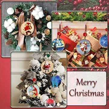 Prsildan Natural Wood Slices with Holes 2.4-2.8 Inches 30 Pcs DIY Wooden Craft Bead 30Pcs Wooden Ornaments Unfinished for Christmas Crafts