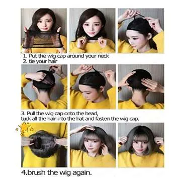 URCGTSA 22 Inches long Hair Wig for Women Black Synthetic Hair Natural Long Straight Wig With Bangs Party Cosplay Wig for Girl (Black brown)