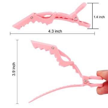 Ondder 14 Pcs Pink Alligator Hair Clips for Styling Sectioning Large Pro Salon Hair Clips Barber for...