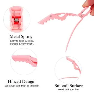 Ondder 14 Pcs Pink Alligator Hair Clips for Styling Sectioning Large Pro Salon Hair Clips Barber for Coloring, Cutting, Sectioning Big Gator Clips Hair Styling Accessories for Women Men Girls