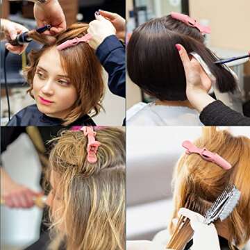 Ondder 14 Pcs Pink Alligator Hair Clips for Styling Sectioning Large Pro Salon Hair Clips Barber for Coloring, Cutting, Sectioning Big Gator Clips Hair Styling Accessories for Women Men Girls