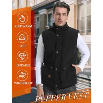 Flygo Men's Winter Warm Padded Vest for Outdoor Use