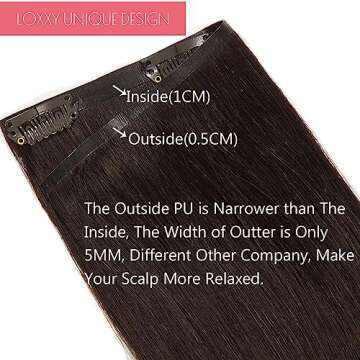 Loxxy Seamless Hair Extensions Clip in Human Hair 22inch Darkest Brown 100% Remy Natural Thick Hair Silky Straight Ultra-Invisible Tape Clip Hair Extensions 110gram #2