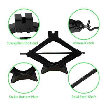 FGZKJ Scissor Car Jack, Scissor Jack with a Maximum Capacity of 2.0 Tons, Heavy Lifting Jack, Used for/SUV/MPV tire Repair and Replacement Tools, with Crank Handle (Hand Crank-2.0 tons)
