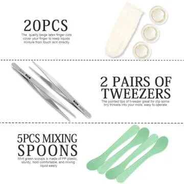 LEOBRO Silicone Measuring Cups for Epoxy Resin, 250 & 100ml Reusable Epoxy Resin Mixing Cups, Silicone Pouring Cup, Thick Hard Stir Sticks, Finger Cots, Tweezers for Epoxy Resin Mixing, Resin Molds