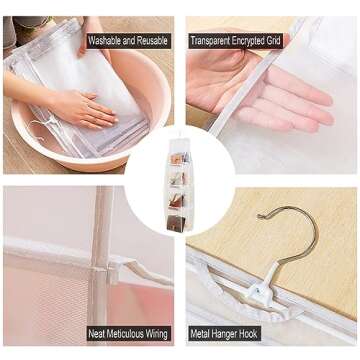 AARAINBOW 1 Pack Hanging Handbag Purse Organizer for Closet, Womens Purse Storage Organizers, 8 Pockets Wardrobe Space Saving Purse Holder, Hanging Hand Bag Organizer White, 44.5L x 13.5 W (A-White)