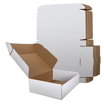 RLAVBL 12x9x3 Shipping Boxes Set of 20 - Durable White Corrugated Mailer