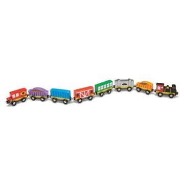 Melissa & Doug Wooden Magnetic Train Cars - 8 Piece Educational Toy