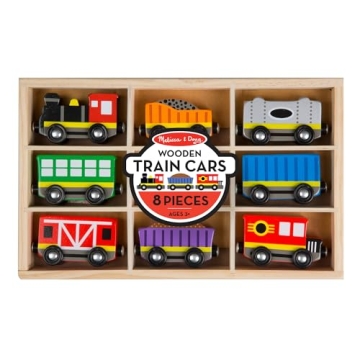 Melissa & Doug Wooden Magnetic Train Cars Educational Toy