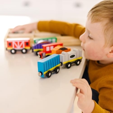 Melissa & Doug Wooden Magnetic Train Cars Educational Toy