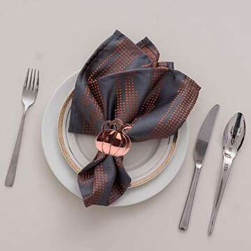 Napkin Rings Set of 6,Halloween Napkin Ring Holders Pumpkin Dinner Tables Rings for Halloween, Thanksgiving, Dinner Parties, Family Gatherings