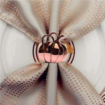 Napkin Rings Set of 6,Halloween Napkin Ring Holders Pumpkin Dinner Tables Rings for Halloween, Thanksgiving, Dinner Parties, Family Gatherings