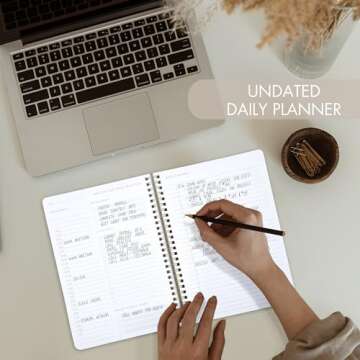 Beautiful Daily Planner And Notebook With Hourly Schedule - Aesthetic Spiral To do List Notepad to Easily Organize Your Work Tasks And Appointments - The Perfect Office Supplies For Women