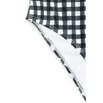 CUPSHE Women's Black White Gingham Print Plunging One Piece Swimsuit Medium
