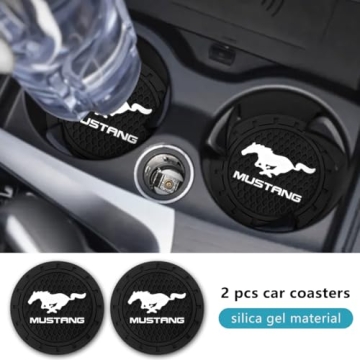 Stylish Car Cup Holder Coaster Set for Ford Mustang - Rhinestone Decor
