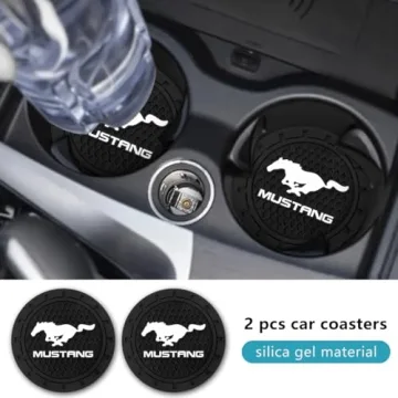 Stylish Car Cup Holder Coaster Set for Ford Mustang - Rhinestone Decor