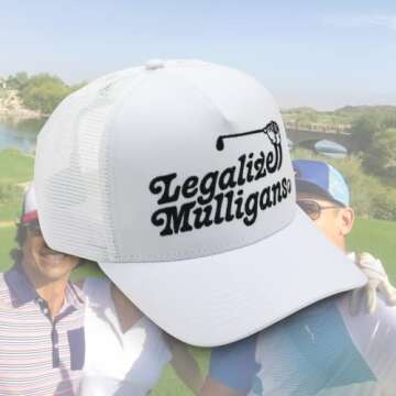 MADSON GOLF White Funny Embroidered Legalize Mulligans 5 Panel Trucker Hat - Golf Gift for Men