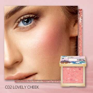 CATKIN Powder Blush for Cheek Blusher Natural Shimmering Blush & Highlight 2 in 1 Creamy Blendable B...