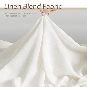 Natural Linen Curtains 84 Inch Length 2 Panels Cream White Pleated Linen Drapes for Living Room Semi Sheer Light Filtering Modern Farmhouse Aesthetic Neutral Window Curtain Back Tab Loop Ivory