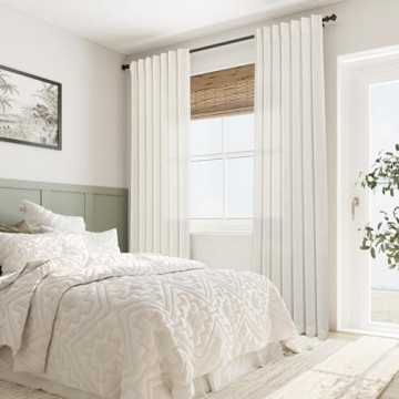 Natural Linen Curtains 84 Inch Length 2 Panels Cream White Pleated Linen Drapes for Living Room Semi Sheer Light Filtering Modern Farmhouse Aesthetic Neutral Window Curtain Back Tab Loop Ivory