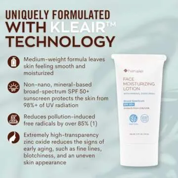 Hanalei Face Moisturizer with SPF 50 Mineral Sunscreen, Zinc Oxide, No White Cast, Vegan & Reef-Safe...