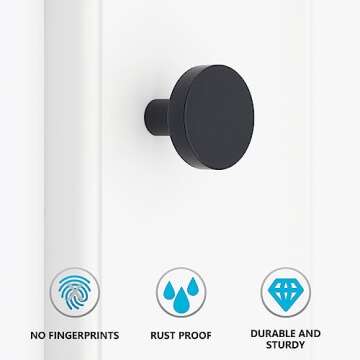 HANIHUA 5 Pack Matte Black Kitchen Cabinet Knobs, Solid Dresser Knobs Drawer Knobs for Cabinets, Sin...