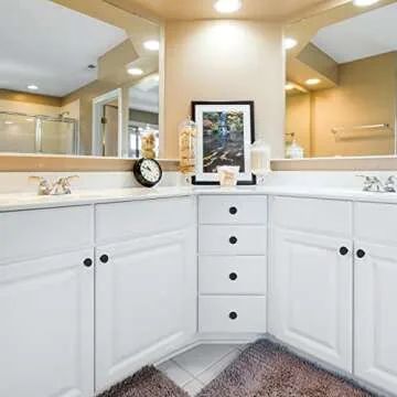 HANIHUA 5 Pack Matte Black Kitchen Cabinet Knobs, Solid Dresser Knobs Drawer Knobs for Cabinets, Single Hole Black Knob for Cabinets and Drawer Pulls Furniture Hardware Round