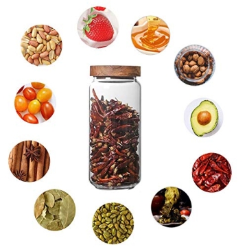 Keledz Glass Storage Jar with Wood Lid Airtight Canister 35 oz