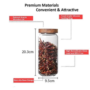 Keledz Glass Storage Jar with Wood Lid Airtight Canister 35 oz