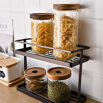 Keledz Glass Storage Jar with Wood Lid Airtight Canister 35 oz