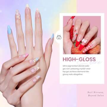 Beetles 23Pcs Gel Nail Polish Set with Base Gel Top Coat Spring Pastel Bright Neon Colors, 2025 Valentine Gel Polish Kit Nude Blue Pink Red Green Purple Colors Soak off Uv Nail Gel Gift for Girls