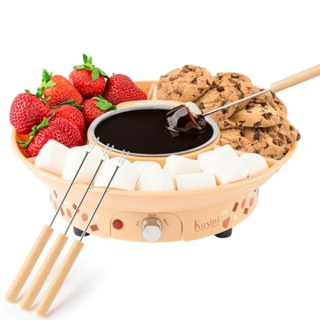 Kusini Fondue Pot Electric Set – 10-oz Chocolate Fondue kit - Temperature Control, Detachable Serv...