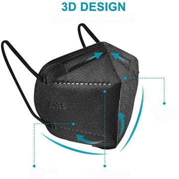 KN95 Black Face Masks - 25 Pack with 5 Layer Protection