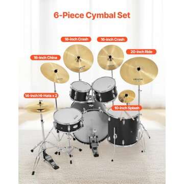 VEVOR Cymbal Pack - 7-Piece Alloy Cymbals Set for All Drumming Styles
