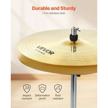 VEVOR 7-Piece Cymbal Pack for Drummers - Versatile & Durable