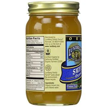 Lundberg Family Farms - Organic Sweet Dreams Brown Rice Syrup, Substitute Sweetener, Replaces Sugar, Honey, Corn Syrup, Non-GMO, Gluten-Free, USDA Certified Organic, Vegan, Kosher (21 oz)