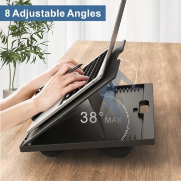 Laptop Lap Desk - Adjustable Lap Desk for Laptop with 8 Angles, Laptop Lap Desk with Cushion Fits up to 15.6 Inch Laptops, Portable Lap Desk with Handle for Home&Office