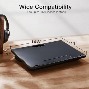 Laptop Lap Desk - Adjustable Lap Desk for Laptop with 8 Angles, Laptop Lap Desk with Cushion Fits up to 15.6 Inch Laptops, Portable Lap Desk with Handle for Home&Office