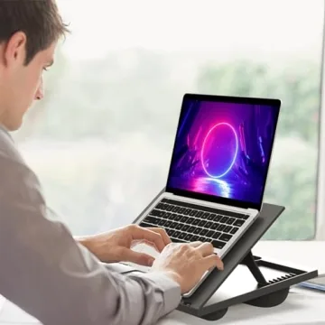 Laptop Lap Desk - Adjustable Lap Desk for Laptop with 8 Angles, Laptop Lap Desk with Cushion Fits up to 15.6 Inch Laptops, Portable Lap Desk with Handle for Home&Office